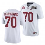 Men's Alabama Crimson Tide #70 Alex Leatherwood 2021 Rose Bowl Champions White NCAA Playoff Away College Football Jersey 2403WPES1